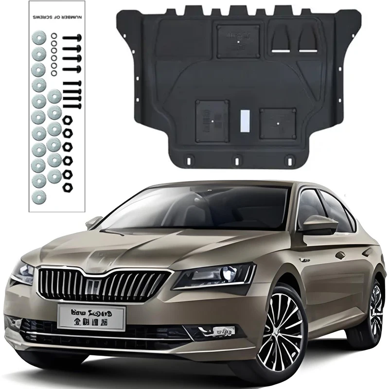 Car Accessories Black Under Engine Guard Mudguard Board Splash Shield Mud Fender Plate Panel For SKODA SUPERB 2013-2024 1.5L