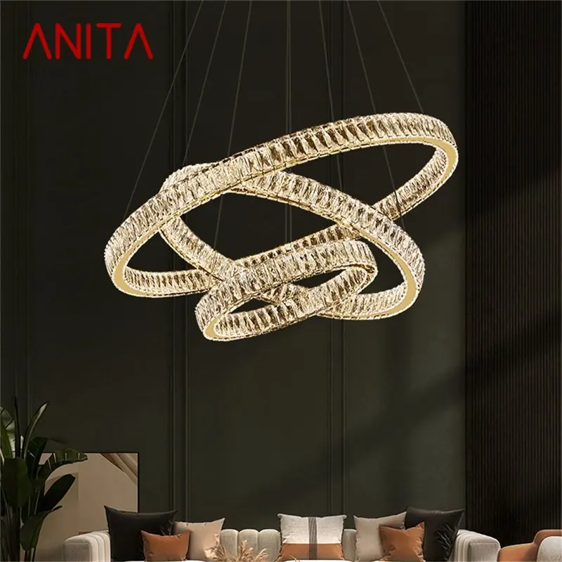 

ANITA Modern Luxury Pendant Lamp LED Fixtures Decorative Round Crystal Lighting Chandelier For Living Room Bedroom Hotel