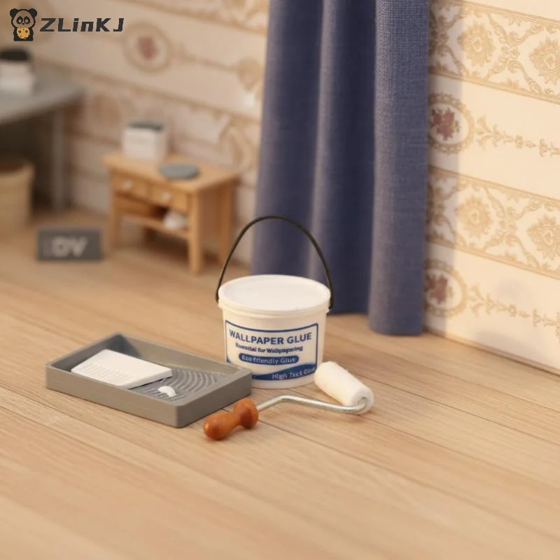 ▶1Set Dollhouse Miniature House Scene Sponge Roller Paint Brush For Model Painting Scenery Props