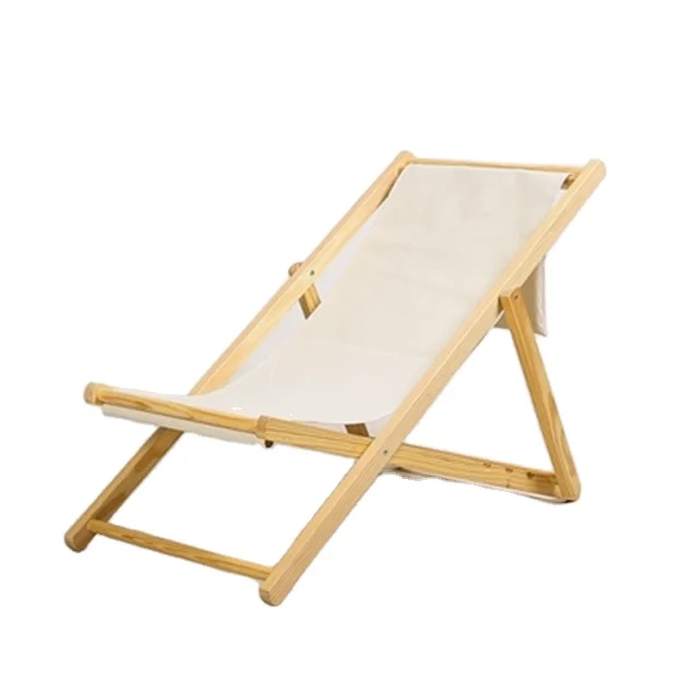 China Modern beach Chair Chair durable Outdoor Pool Sun wood Foldable Folding Sling Adult Beach Deckchairs