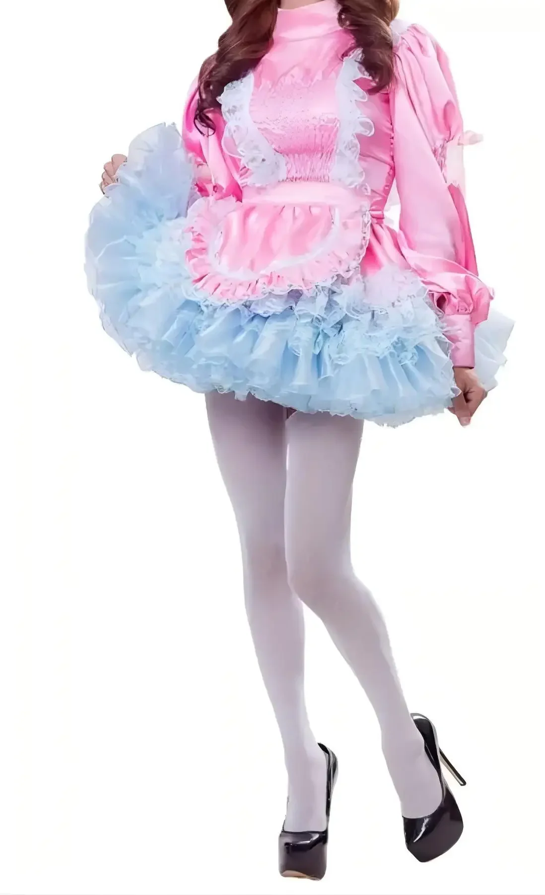 

New anime Sissy Girly blue-pink sexy maid cosplay costume
