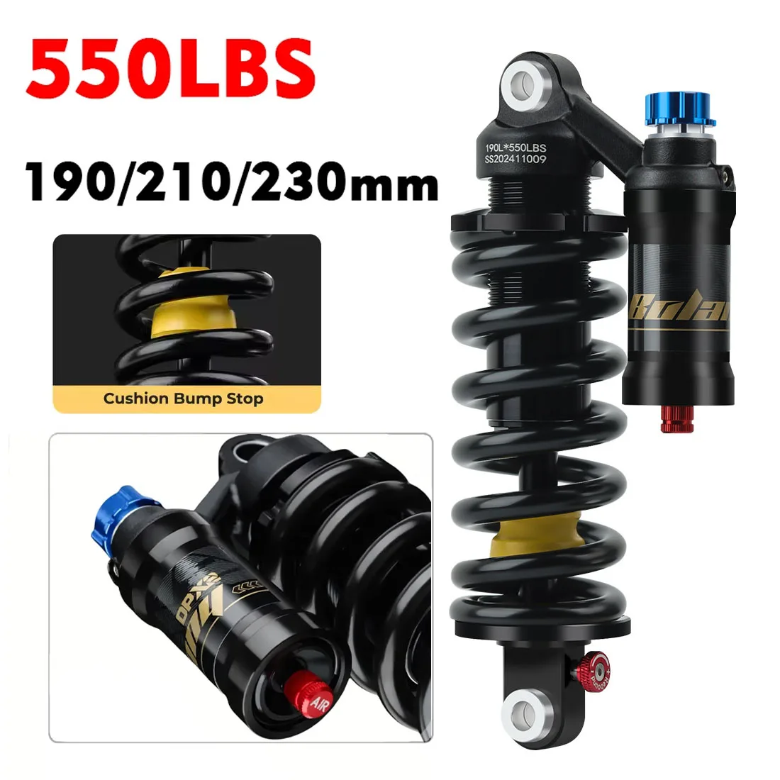 Rear shock absorber 190mm 210mm 230mm Bicycle suspension MTB compression spring for Downhill Motorcycle Bike Rebound absorber