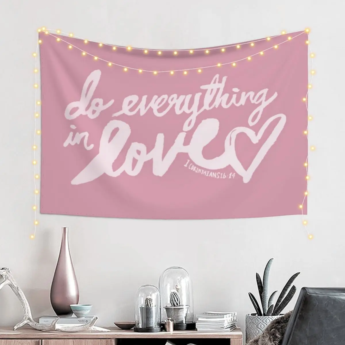 1 Corinthians 16: 14 x Rose Tapestry Home Decor Aesthetic Aesthetic Room Decorations Home Supplies Tapestry