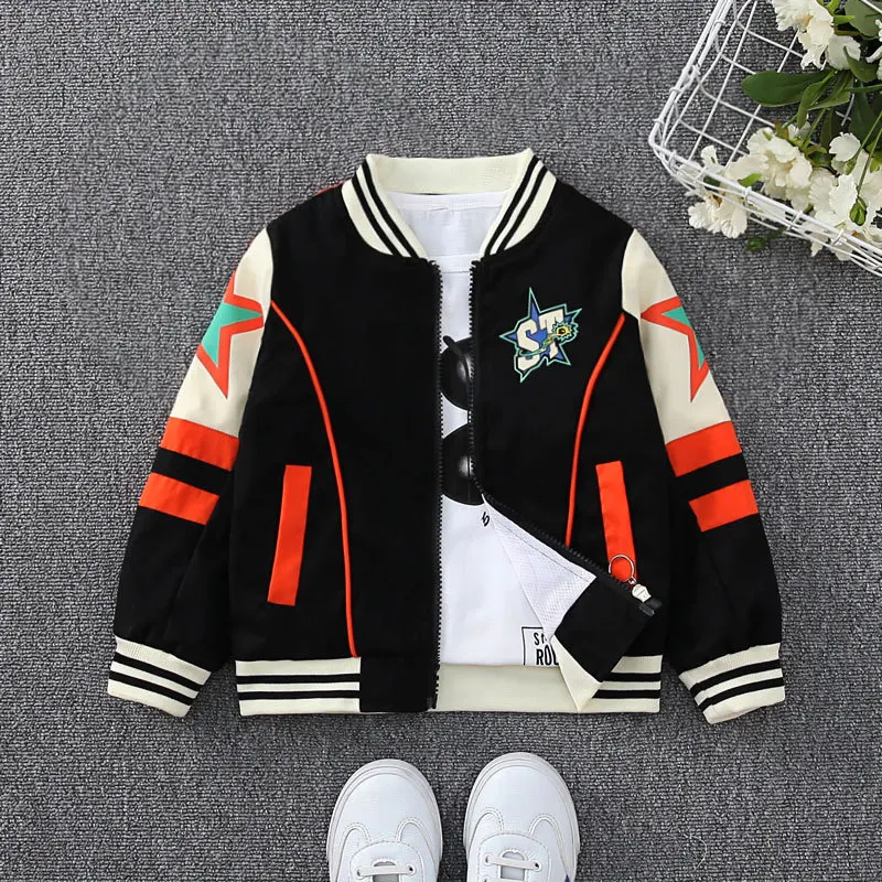 Children Spring Baseball Jackets Fashion Boy Coat 2024 New Prints Letter Teenager Clothing Kids Hoodless Casual Tracksuits