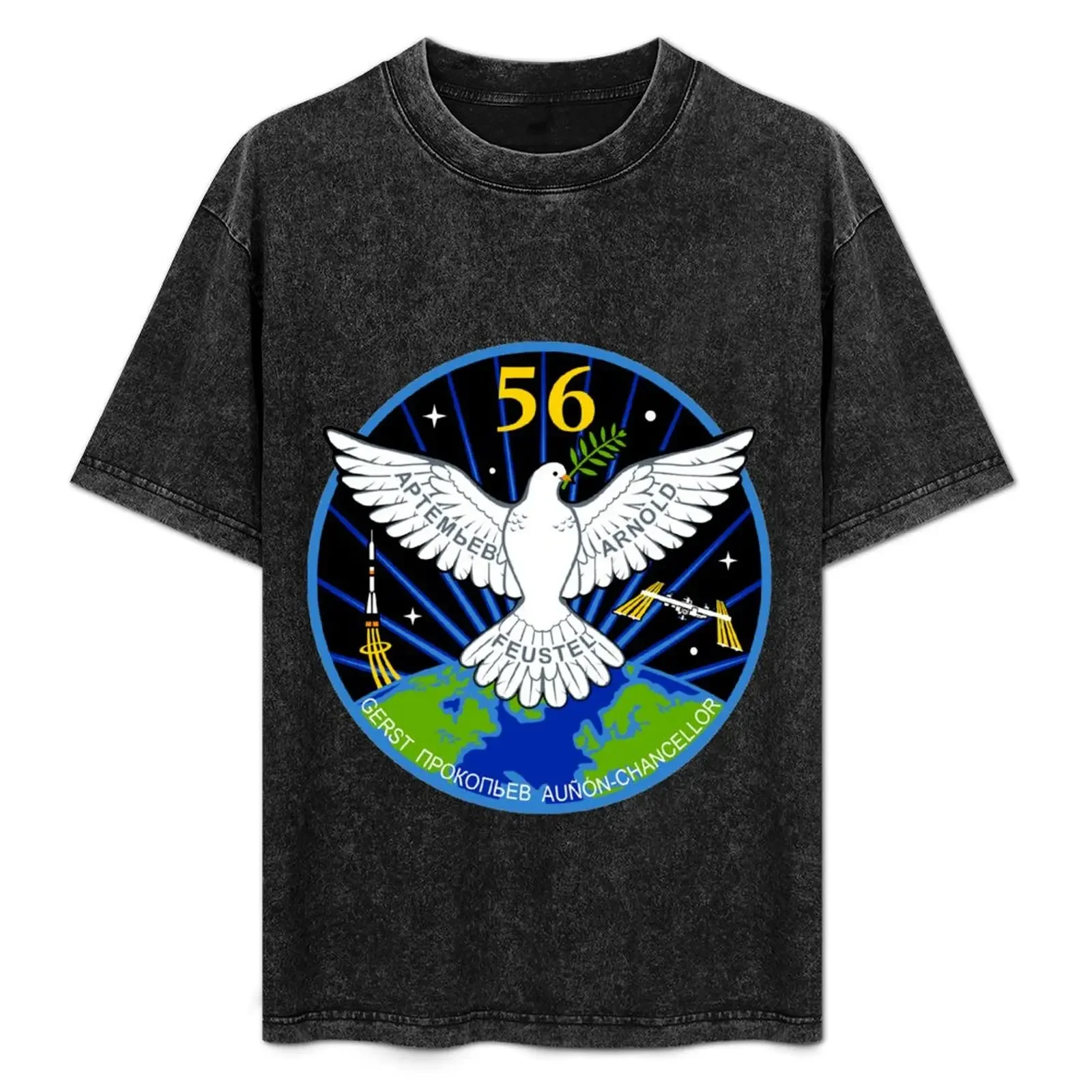 

ISS Expedition 56 Flight Crew Patch T-Shirt blacks graphic t shirt vintage Men's clothing