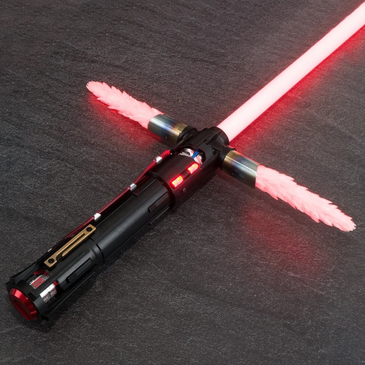 89sabers Crystal Kylo Ren Proffie V3.9 board Neopixel Lightsaber with Fire Flame Main Blade 2 Side Blades heavy dueling