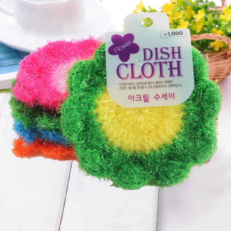 Flower Shaped Dish itchen Tool Bowls Pan Washing Cleaning Cloth Scouring Tableware WashScrubber Sponge Non-scratch Cute Home K