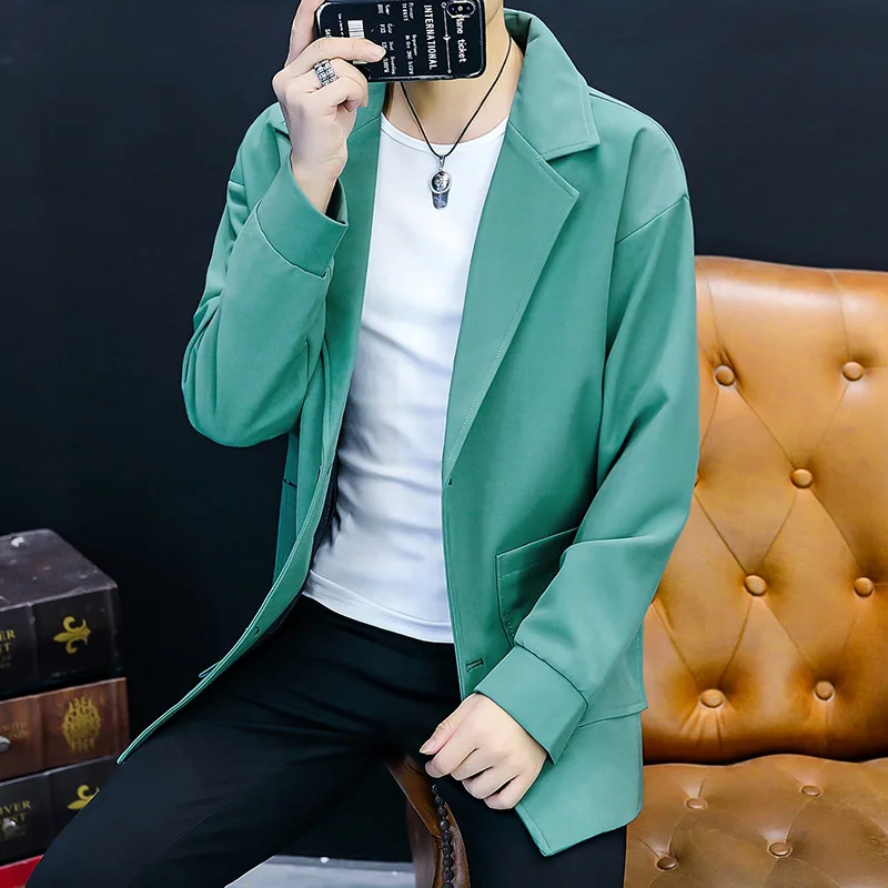 

High-quality fashionable and stylish business party casual mid-length two-button suit for men, slim-fit suit