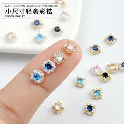 3PCS French Luxury Small Exquisite Colorful Zircon Diamond Round Gems Nail Art Rhinestones Jewel Decorations Manicure Ornaments