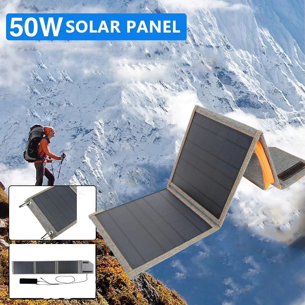 Imagem -02 - Painel Solar Dobrável Bolsa Saída Usb 15w 50 5v Carregador de Bateria Solar à Prova Impermeável Água Relógio do Telefone Inteligente Banco Potência para Viajar Caminhadas