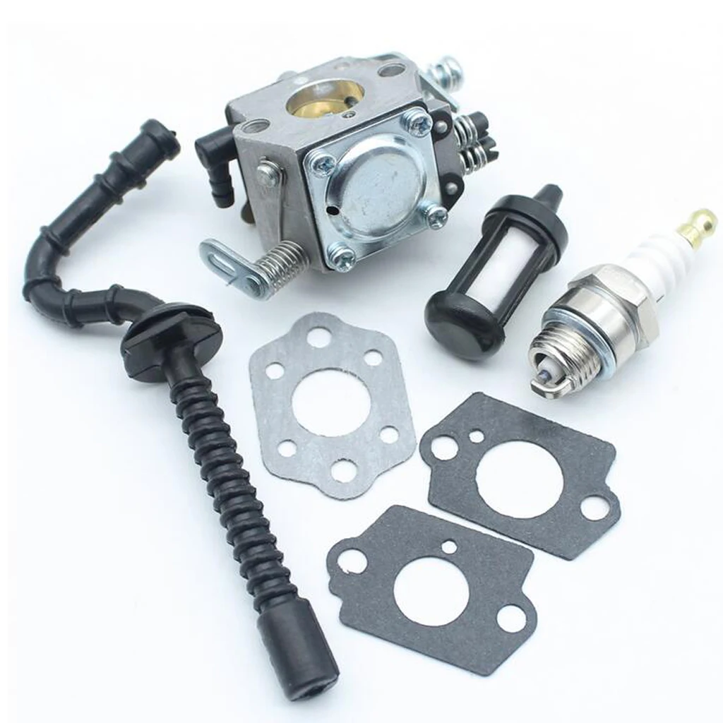 Carburetor Repair Kit Chainsaw Parts with Fuel Hose Filter Spark Plug and Gaskets for 025 MS250
