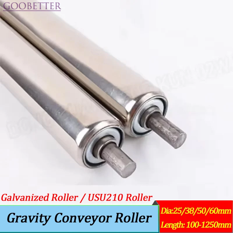 

25-60mm Galvanized Gravity Conveyor Roller 100-1250mm Length Non-Powered Steel Roller for Logistics Warehouse
