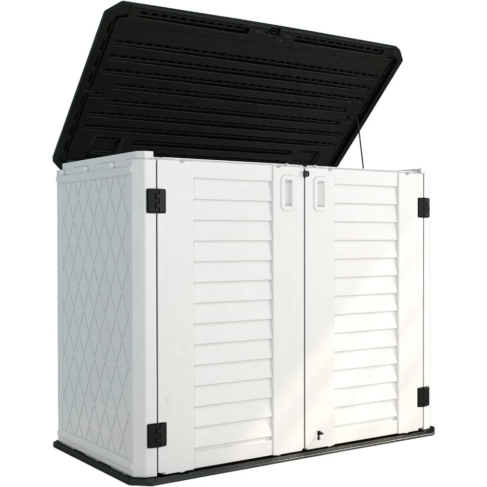 

Storage Shed Weather Resistance, Multi-Purpose Outdoor Storage Cabinet for Backyards and Patios, Horizontal Storage Shed(WHITE )