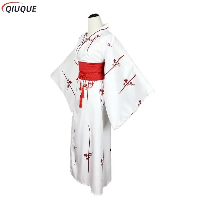 Women Japanese Traditional Kimono Casual Samurai Geisha White Haori Yukata Bowknot Loose Clothes Cosplay Costume
