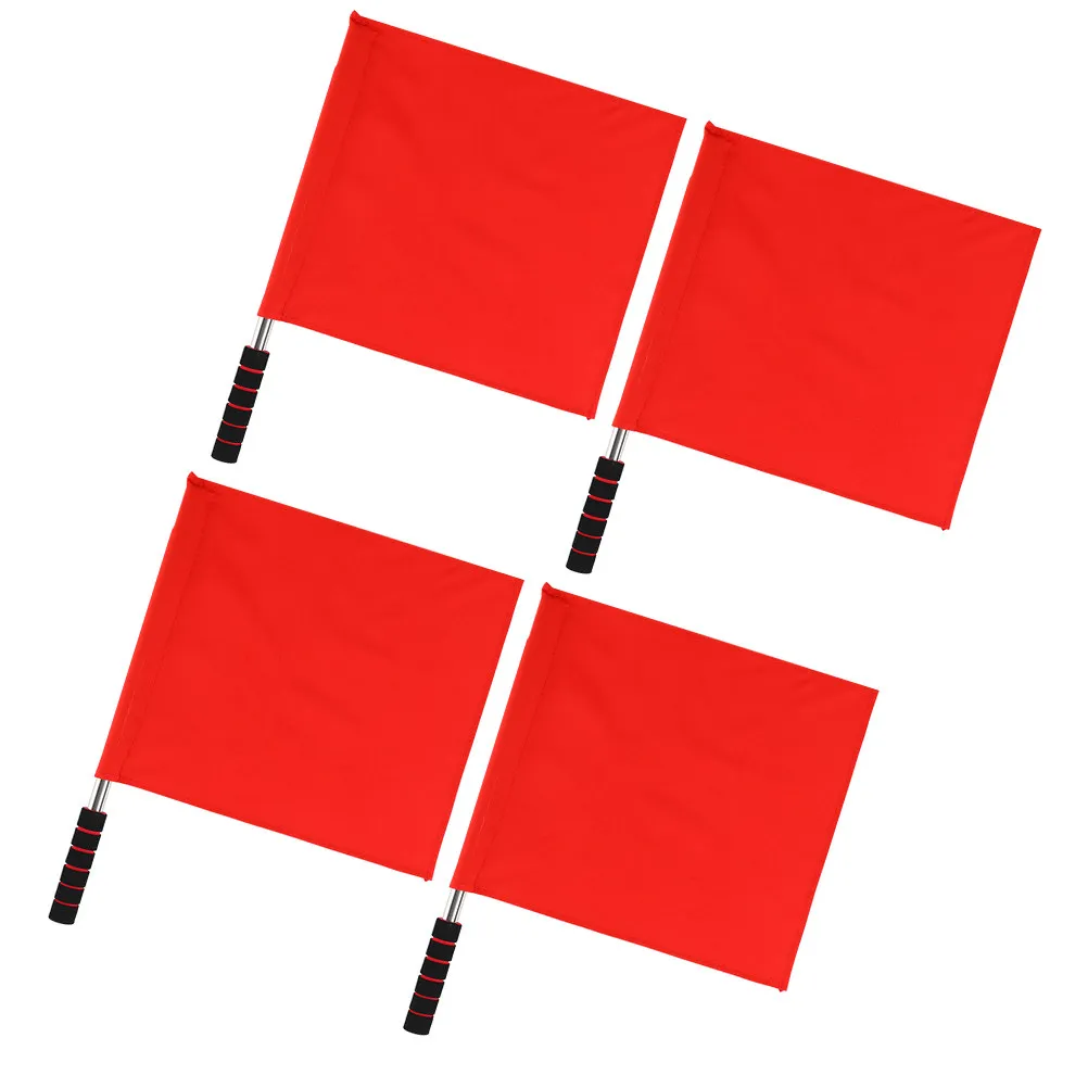 

4 сигнальные флаги ярко-красного цвета с прочной ручкой для гонок, обеспечения безопасности, портативные, простые в использовании, для спорта