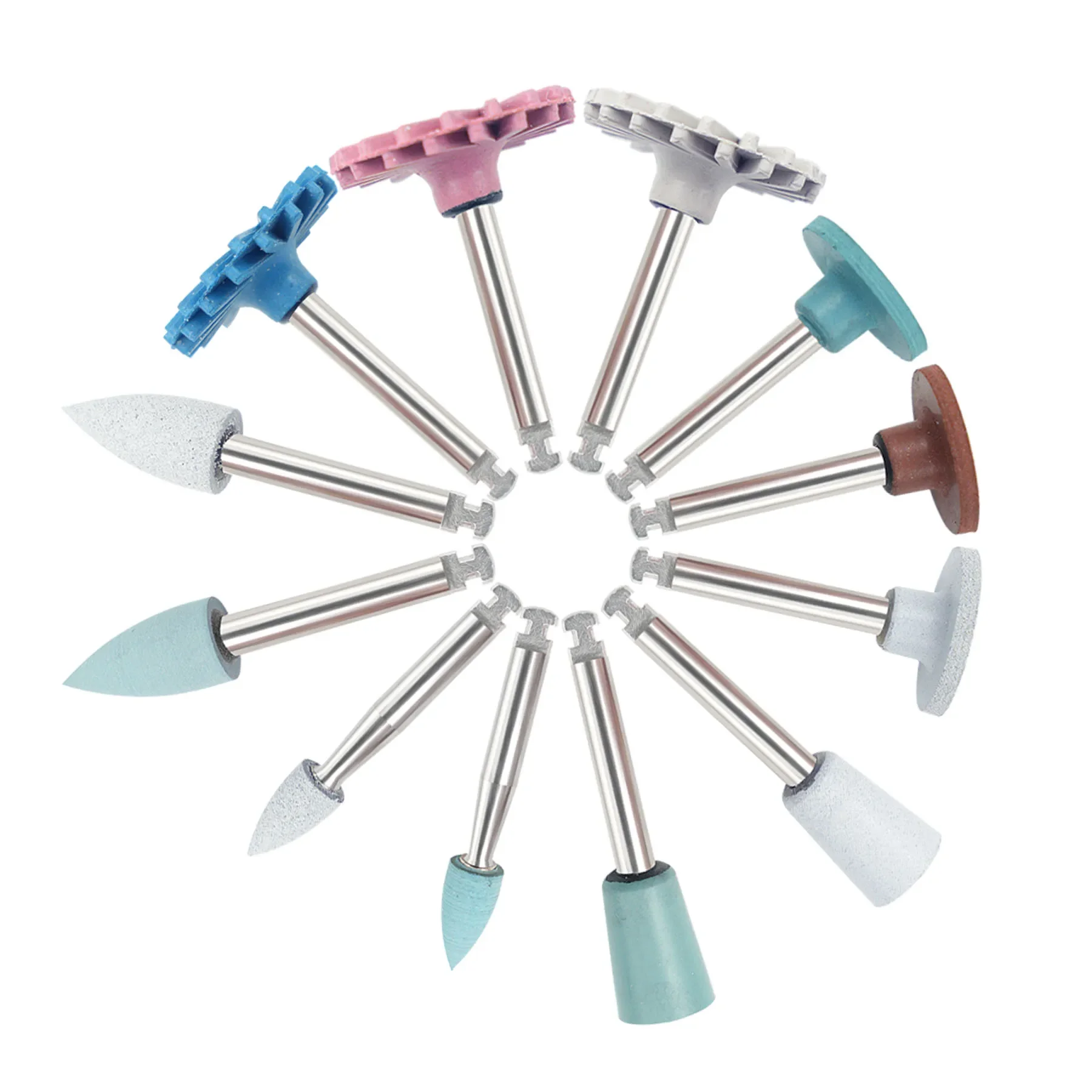 

12 шт., набор полировальных кругов для полировки резиновой смолы PK004 со спиральным комплектом для шлифовки и отделки композитной смолы, стоматологические инструменты