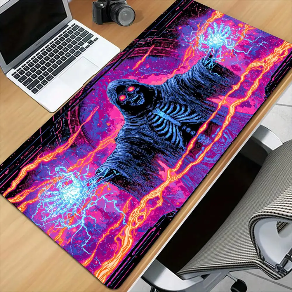Lightning Skeleton Death God Mouse Pad Desk Mat with Stitched Edge XXL Mousepads Rubber Anti-slip Gamer Keyboard Rug Gaming Mats