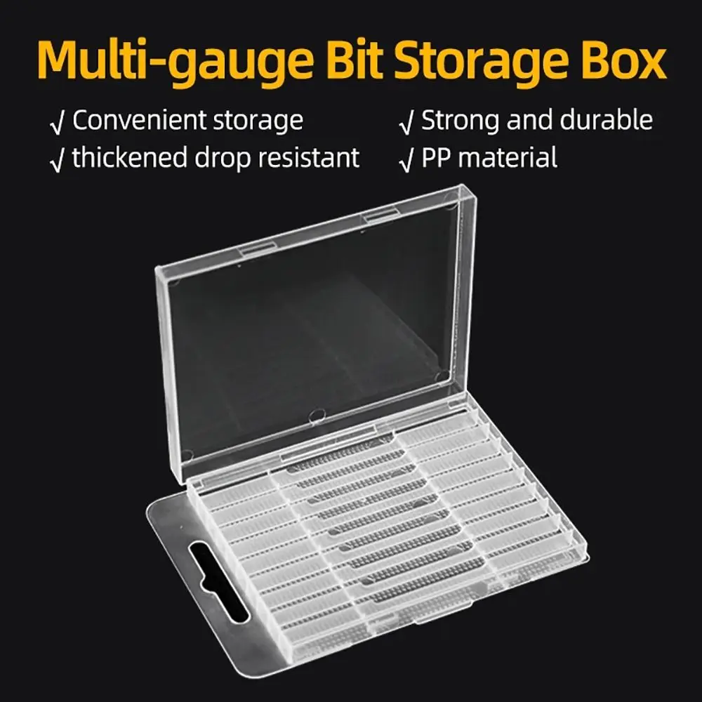 1Pcs Plastic Drill Bits Storage Box 5/10 Holes Multi-gauge Tool Parts Storage Case Clear Hardware Tool Box