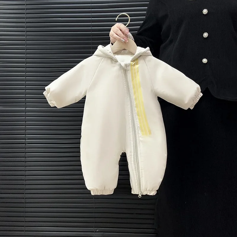

Детский зимний флисовый комбинезон с капюшоном, спортивный стиль, теплый комбинезон для младенцев, цельная верхняя одежда для новорожденных от 0 до 2 лет