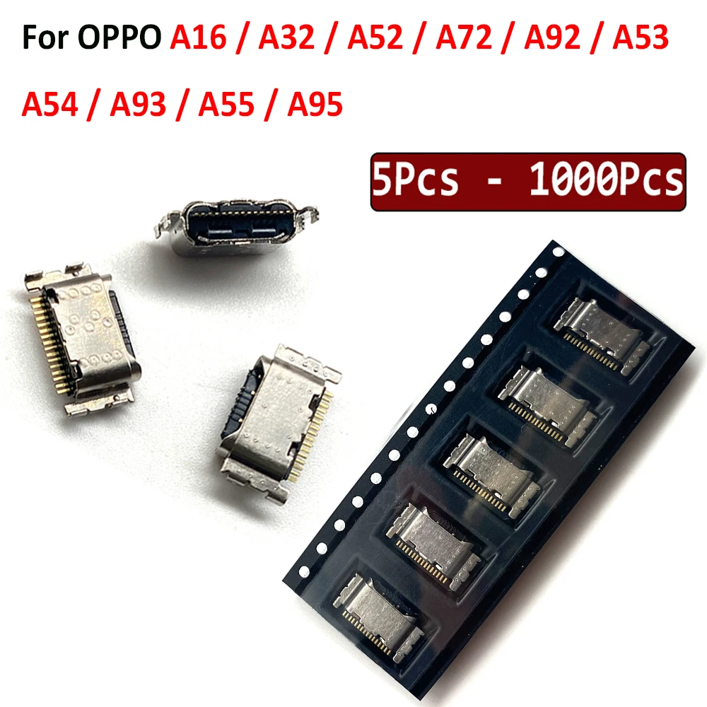 5Pcs - 1000Pcs，Micro Mini USB jack socket connector charger Charging Port For OPPO A16 A32 A52 A72 A92 A53 A54 A93 A55 A95