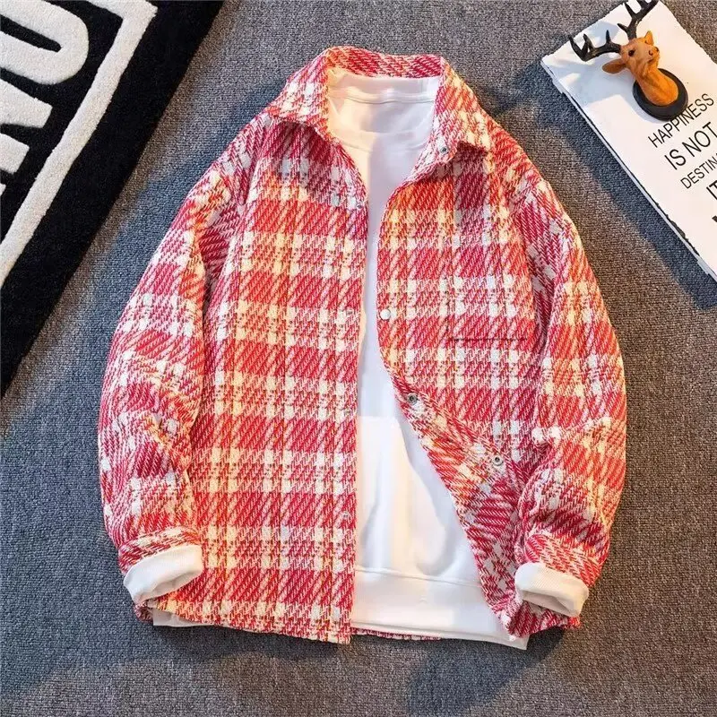 

2026 Spring/Autumn New Fashionable and High-end Checked Shirt Jacket Korean-style Woolen Coat Men's Loose Casual Versatile Top