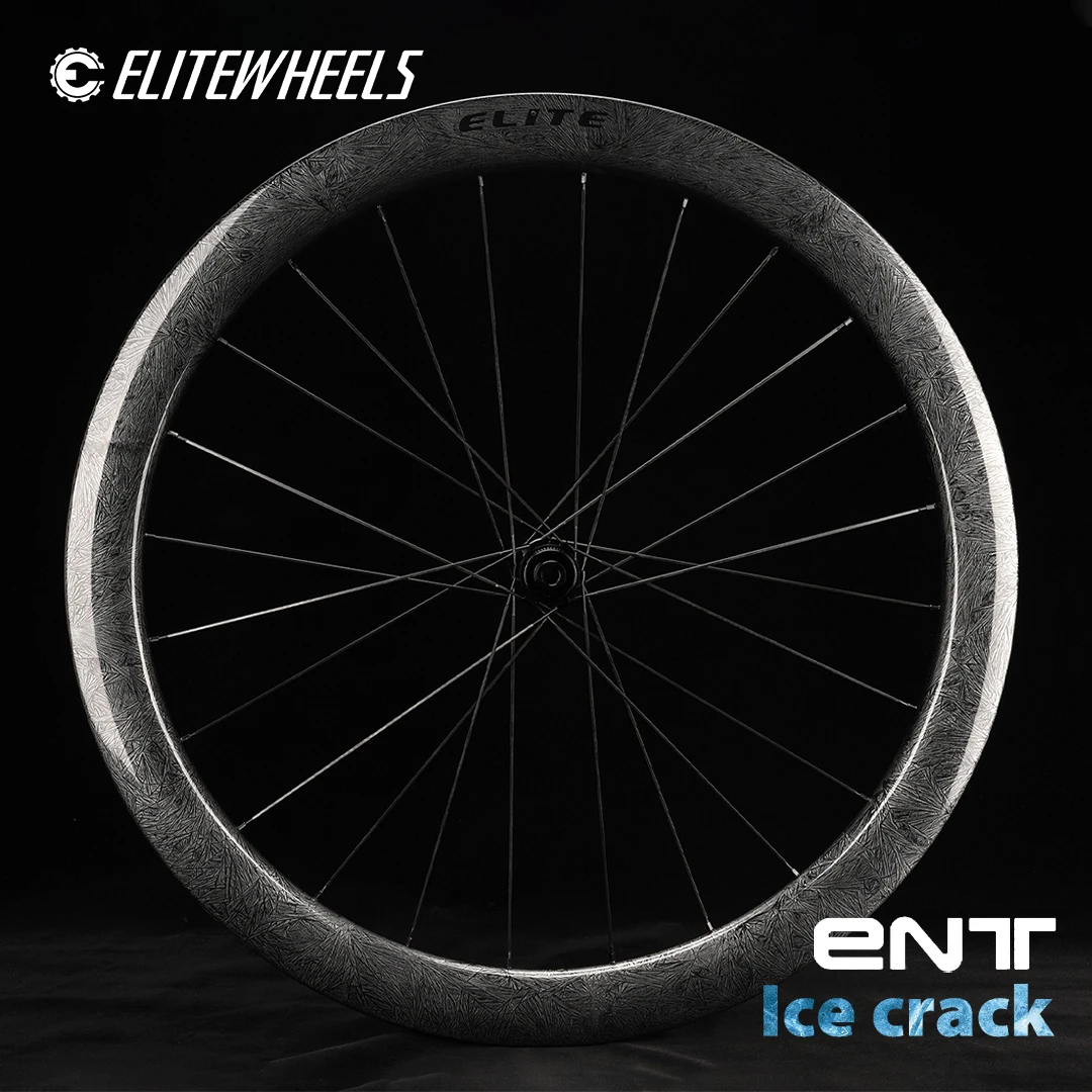 

ELITEWHEELS ENT DISC Ice crack отделка углеродное волокно шоссейные велосипедные колеса 700C бескамерные совместимые колеса 38 мм 50 мм