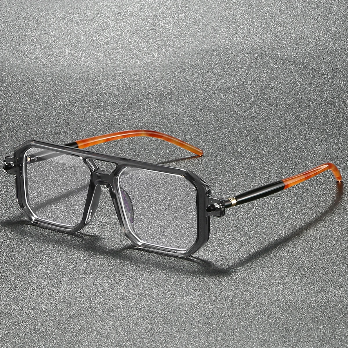 

Square Glasses Men Vintage Punk Candy Color Rim Blue Light Blocking Eyeglasses Trendy Chic Double Bridge Optical Frames