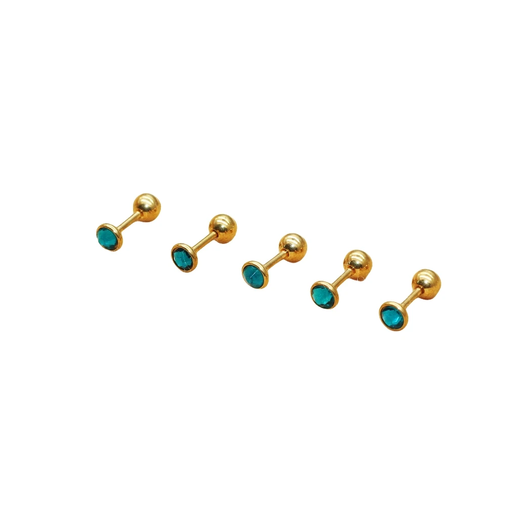 18G Edelstahl-Ohrstecker mit Seeblauen Steinen, Schraubverschluss, Antiallergisch, Farbbeständig, 1,0 mm x 6 mm Zirkonia-Nadelstift-Ohrringe – Detail 7