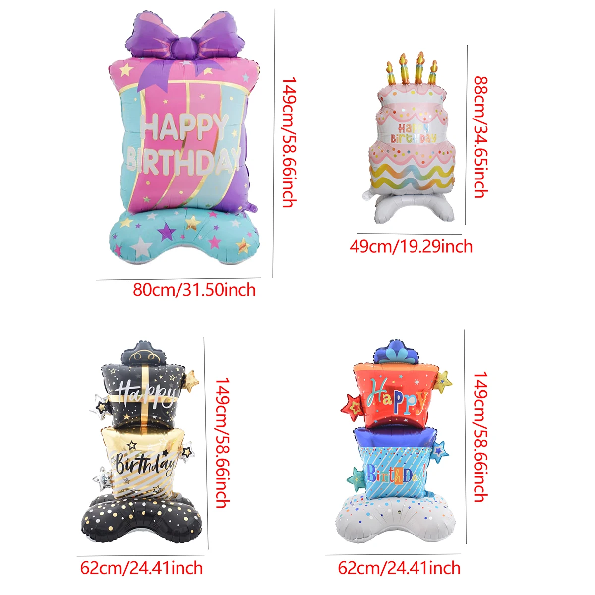 1 قطعة 59 بوصة حامل كبير عيد ميلاد سعيد Bowknot هدية صندوق بالونات قاعدة الشمبانيا كعكة بالون الهواء حفلة عيد ميلاد زينة