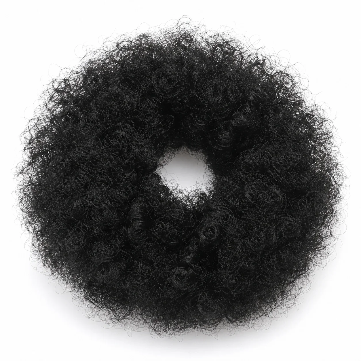 Kinky Curly Bun Hair Scrunchie 23g Black Synthetic Hairpiece Afro Puff Updo Extension for Women Daily Party Wedding Easy Styling
