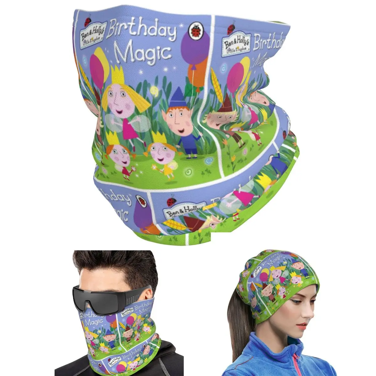 Ben And Holly's Little Kingdom Birthday Magic Characters Bandana Neck Gaiter Printed Magic Scarf Multi-use Balaclava Unisex