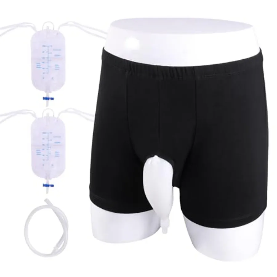 

Wearable Urine Bag Incontinence Pants for Men, Reusable Portable Urine Collection Bag with Urinary Catheter, Leak Proof Leg Pee