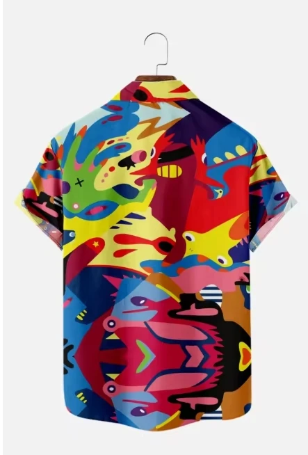 Flame Blue Hawaiian Shirt Man Summer Short Sleeve Casual Street Shirts for Men 2023 Fashion High Quality Beach Party Shirt