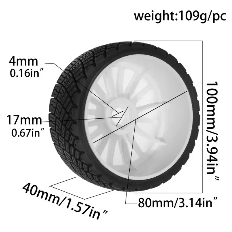 

4pcs 100mm 1/7 1/8 RC Rally Off-Road Tires Wheel 17mm Hex for ARRMA Trxs Redcat Team Losi Kyosho HPI WR8 HSP RC Car