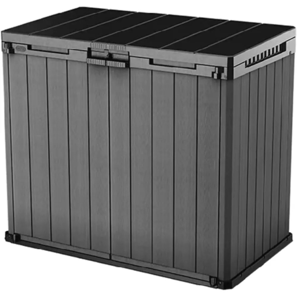 

Outdoor Storage Shed, Durable Resin, Compact & Portable, Store-It-Out Darwin, Grey – Lockable Lid and Sturdy Floor for Garden T