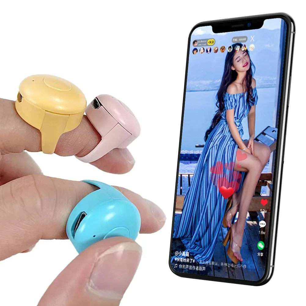 Bluetooth-compatible fingertip Mobile Phone Remote Control Ring Automatic Page Browsing Liker Phone Video Controller Ring Device