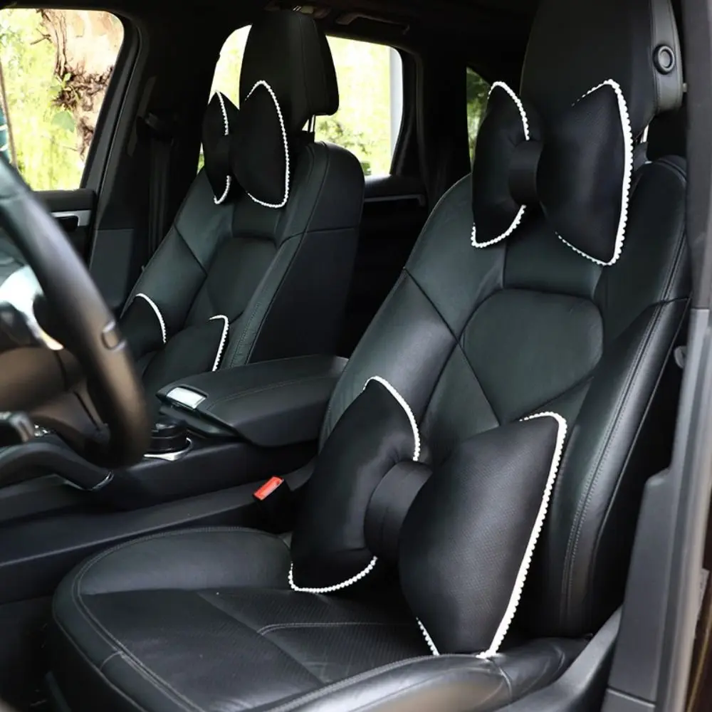 Fashion Pink Color Car Headrest Pillow Ergonomic Cool Pillow Neck Pillow Lovely Bowknot Breathable Anti-Fatigue Pillow Auto