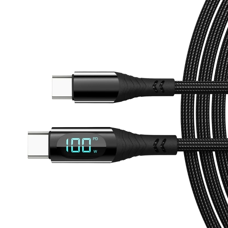 100W USB C Charging Cable with Digital Quick Solution For Phone 15 Tablets Laptops Widely Used Wire