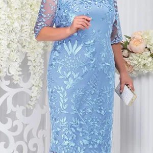 Mehr Größe Partykleid für das Hochzeitsgast Luxus elegante weibliche 50 Jahre Damen Blumen Damen Abschlusskörper Chubby Frauen 8 Hauptverkäufe Hochzeitskleid für mollig - №5