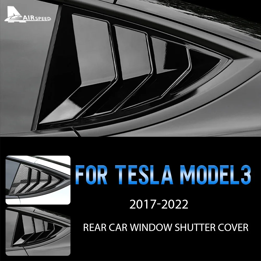 

For Tesla Model 3 2017-2023 Highland 2024 ABS Rear Car Window Shutter Cover Louver Side Vent Triangle Modified Trim Accessories