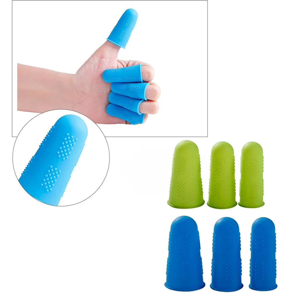 12 قطعة من غطاء إصبع السيليكون القابل لإعادة الاستخدام ومضاد للحرق ومقاوم للخدش لورشة المطبخ باللون الأخضر والأزرق لكل منهما #5