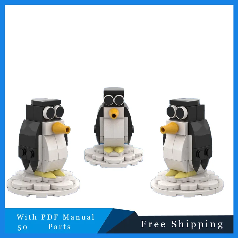 

50 шт. большой круглый пингвин, модульные MOC, строительные блоки, детская сборная модель, игрушки на Рождество, день рождения для взрослых и детей