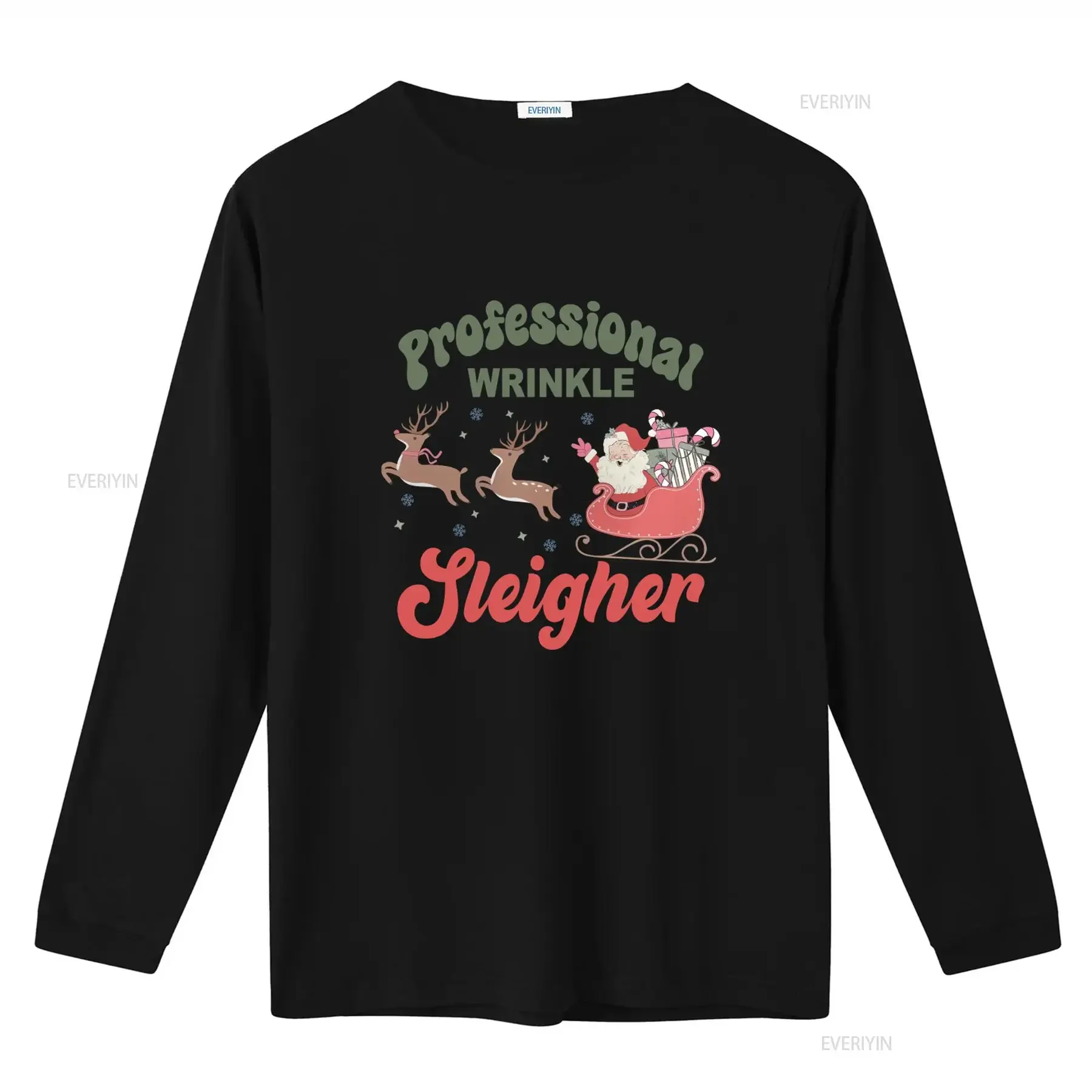 Professional Wrinkle Sleigher Christmas T Shirt with Santa Sleigh and Reindeer Print for Med Spa Practitioners vintage Washed