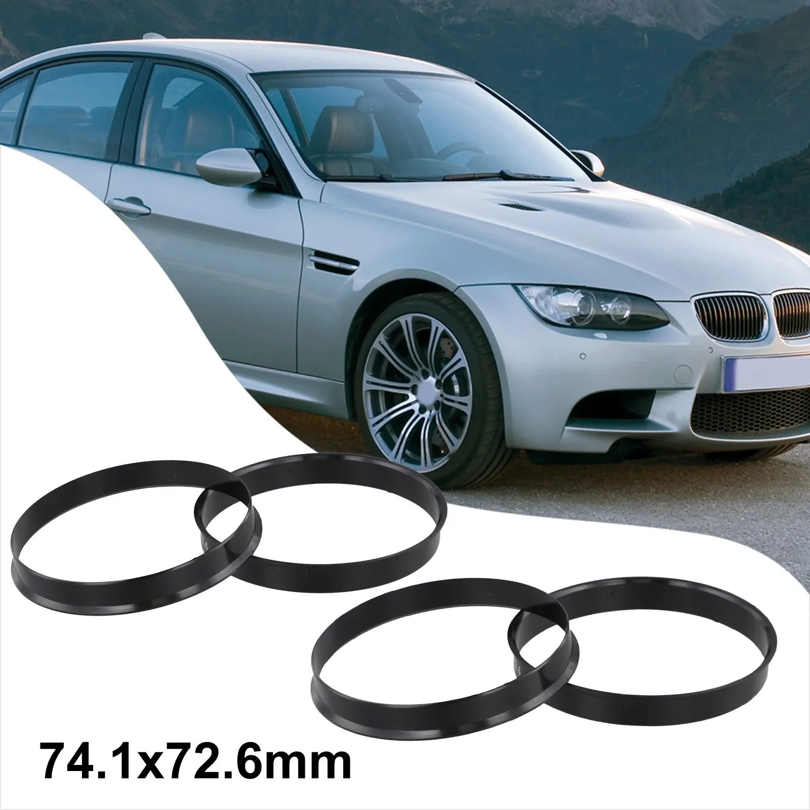 4Pcs car Hub Centering Rings 74.1 X 72.6 Mm For Wheel Bore Center Spacer Black Precision Engineered To Correct Wheel For BMW
