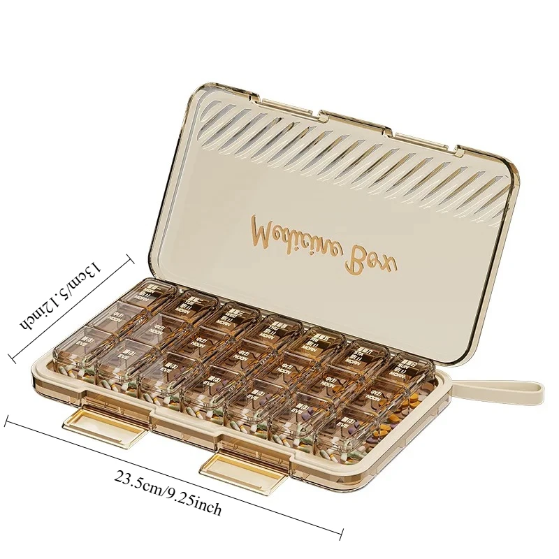 7 Day Pill Box Assortment 21 Compartments, Multi-Compartment PP Plastic Case, Pill Organizer, Pill Box Dispenser Organizer, Port