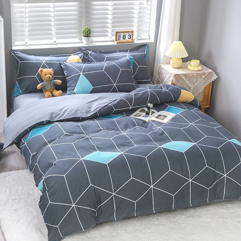 Simple plaid duvet cover with 2 pillowcases Quilt cover 3PCS sets for single double queen king size Comforter covers bedding set