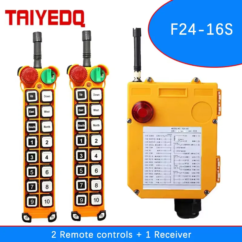 2 Transmitters 1 Receiver Authentic F24-16S Crane Remote Control Industrial Wireless Remote Control 380V 220V 36V 24V 12-110V