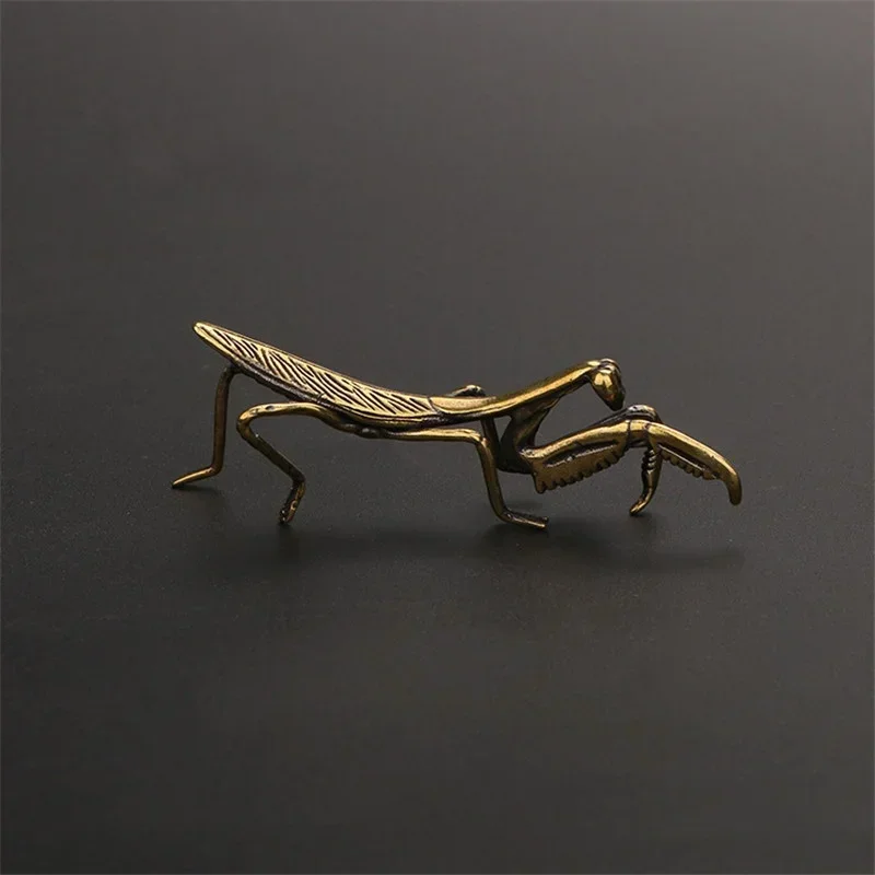 Wholesale Copper Praying Mantis Miniature Ornaments Retro Flower Pot Decoration Decoration Craft Accessories Tea Pet Antique