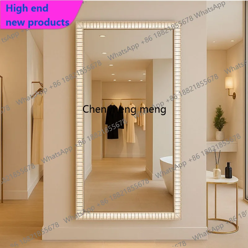 A68Customized Nordic style vanity mirror stainless steel, vanity mirror bedroom wall-mounted mirror with light