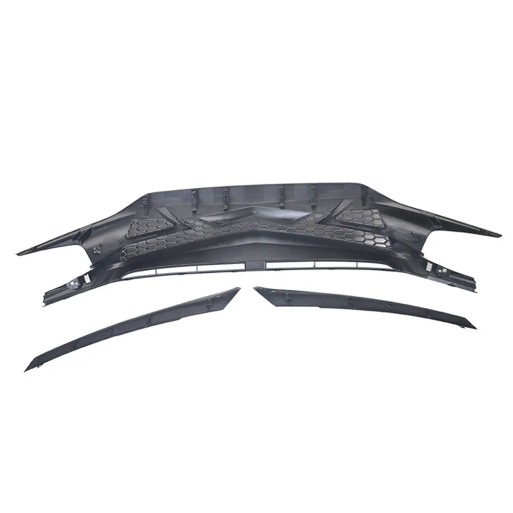 شوايات سباق السيارات شبكة المصد العلوي ABS نمط شيطان أسود لامع مع 2 حواجب لهوندا سيفيك 10th Gen 2016 ~ 2018 #6